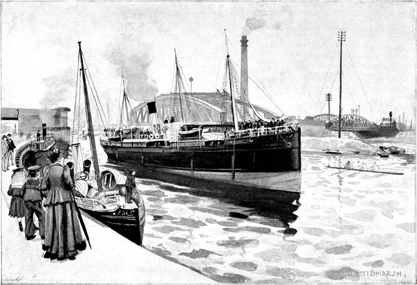 Steamer Passing Through Trafford Road Swing Bridge