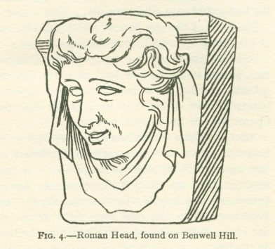 FIG. 4.--Roman Head, found on Benwell Hill.