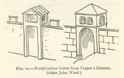 Fig. 10.--Fortification Gates from Trajan's Column. (After John Ward.)