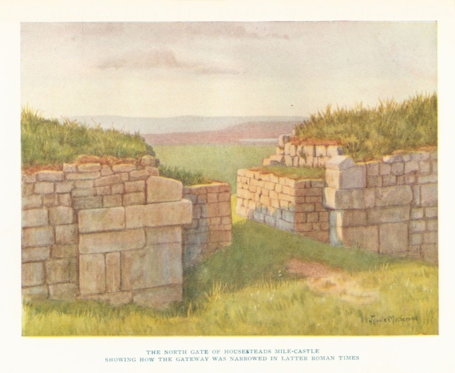 THE NORTH GATE OF HOUSESTEADS MILE-CASTLE SHOWING HOW THE GATEWAY WAS NARROWED IN LATTER ROMAN TIMES