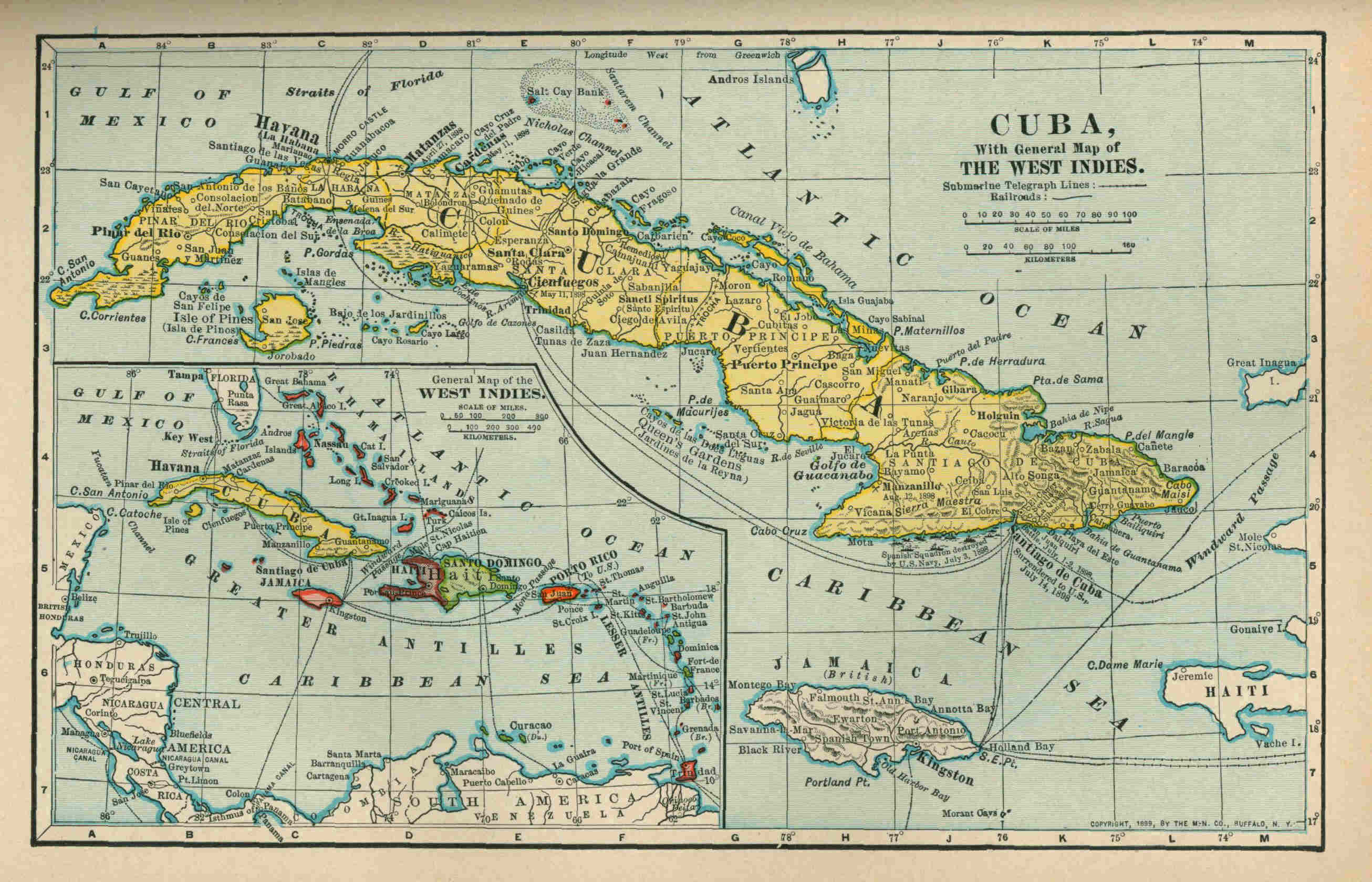 Map of Cuba and West Indies